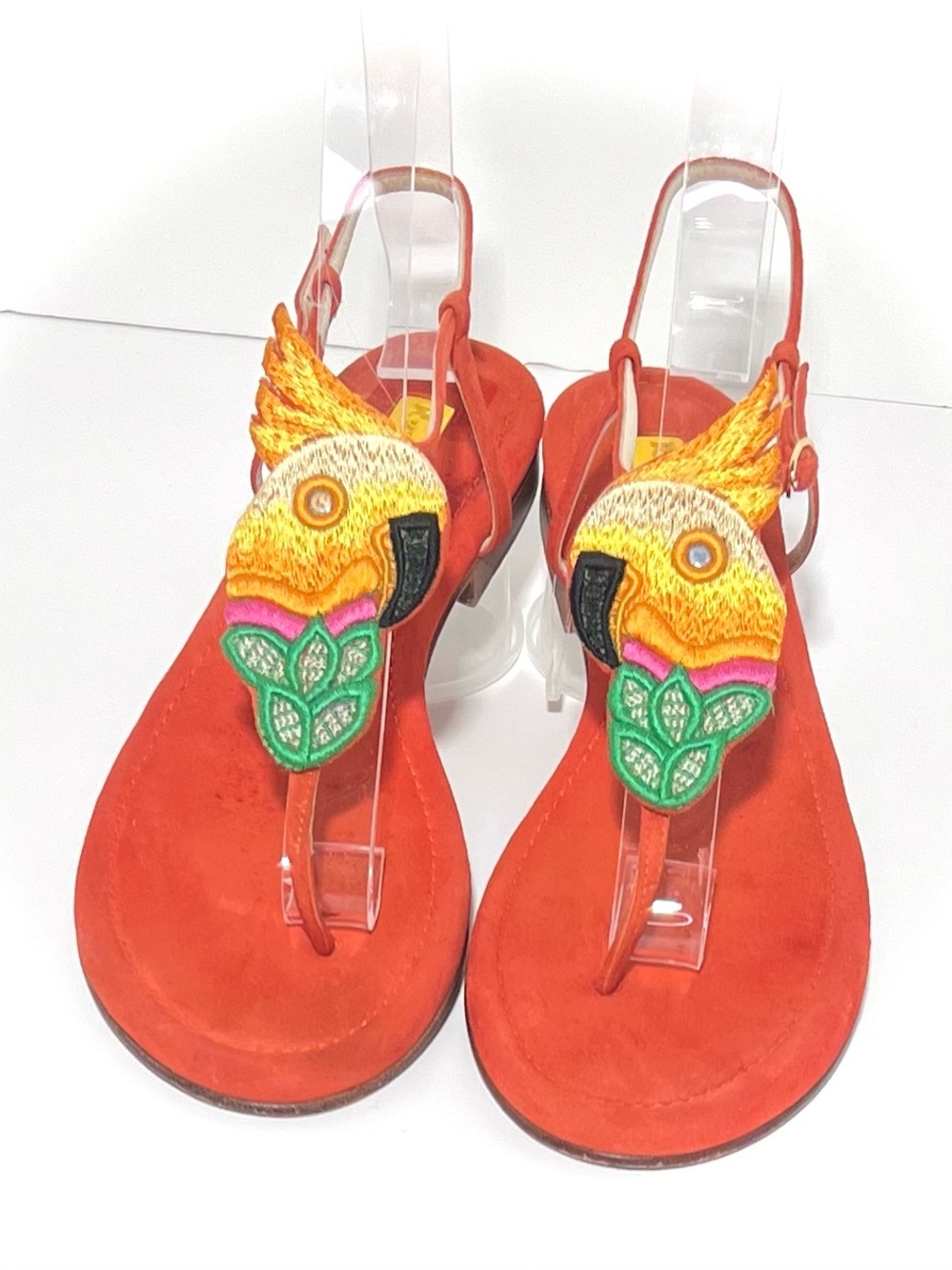 RARE Rupert Sanderson Parrot Embellished Thong Sandals – Made in Italy – Size 38